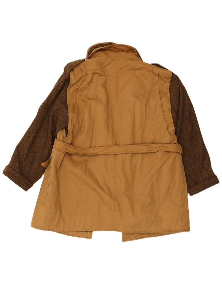 Jaqueta militar feminina vintage UK 12 bloco colorido bege médio