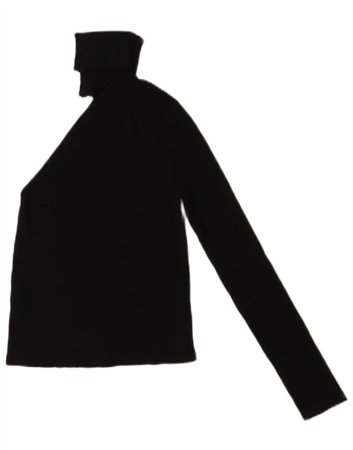 Top corto da donna Zara con collo alto e monospalla UK 8 piccolo in viscosa nera