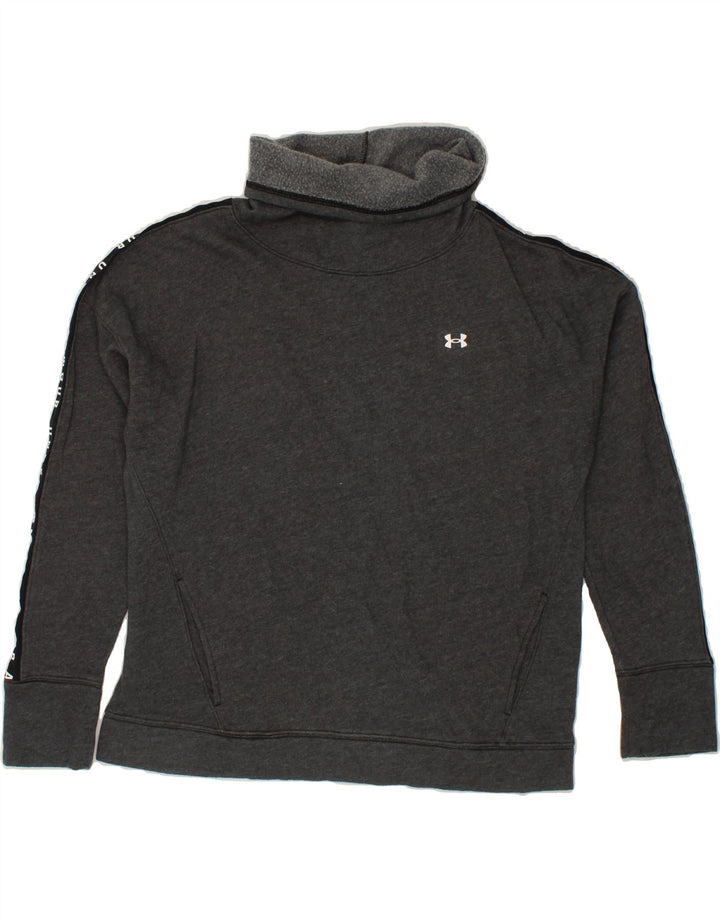 UNDER ARMOUR Womens Graphic Roll Neck Sweatshirt Jumper UK 16 Large Grey Vintage Under Armour and Second-Hand Under Armour from Messina Hembry 
