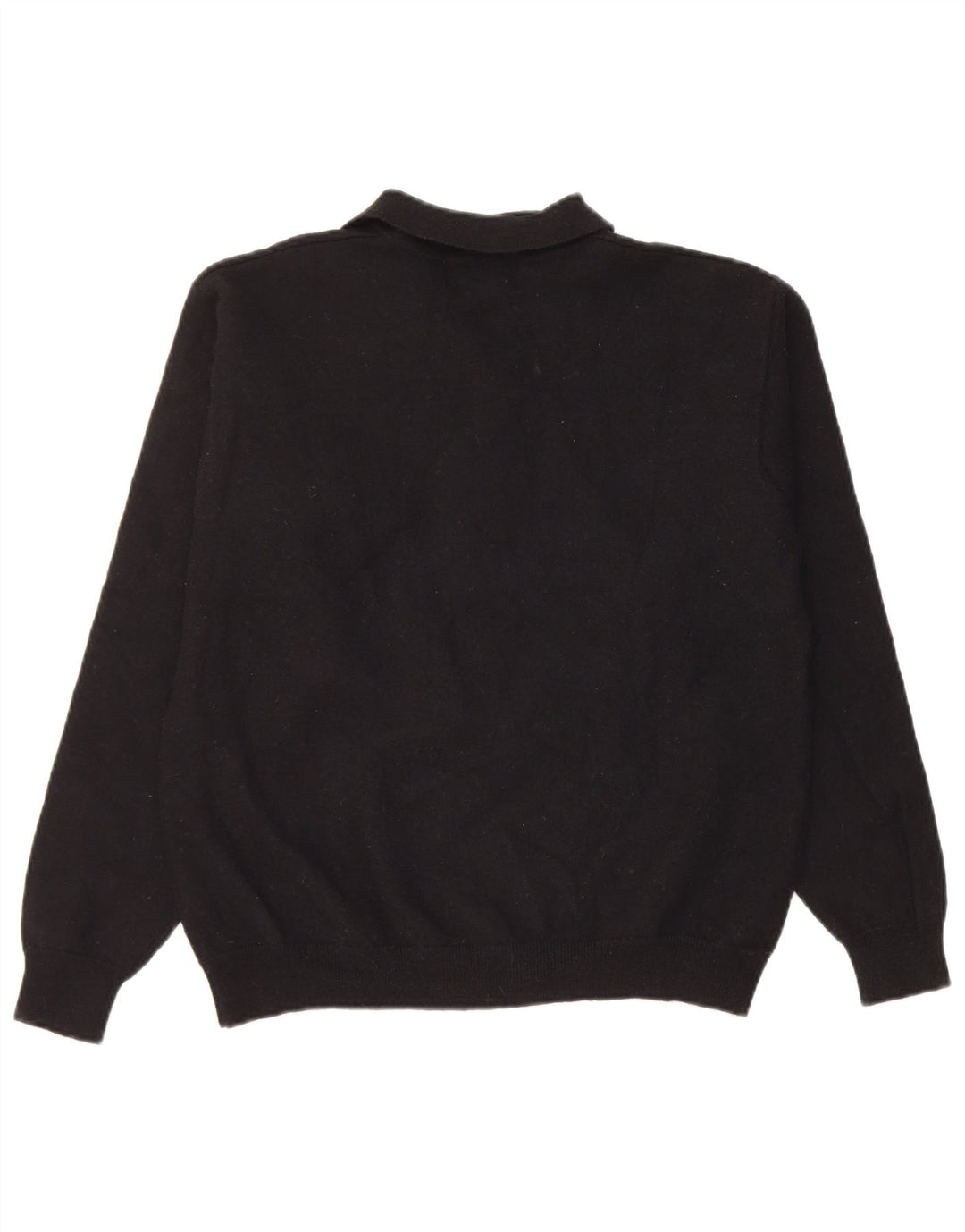 Eddie Bauer Herre Polo Neck Jumper Sweater Medium Sort Uld