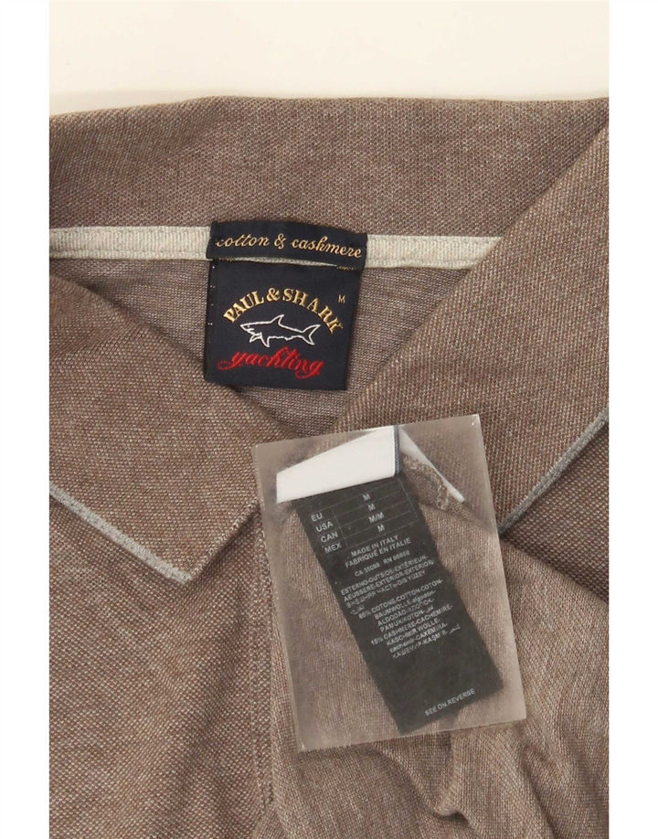 Paul & Shark Mens Regular Fit Polo Shirt Medium Brown Cotton