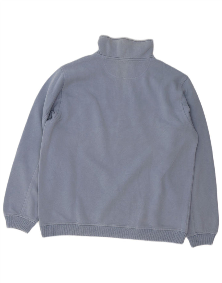 CHAMPION Mens Zip Neck Sweatshirt Jumper Large Blue Cotton
