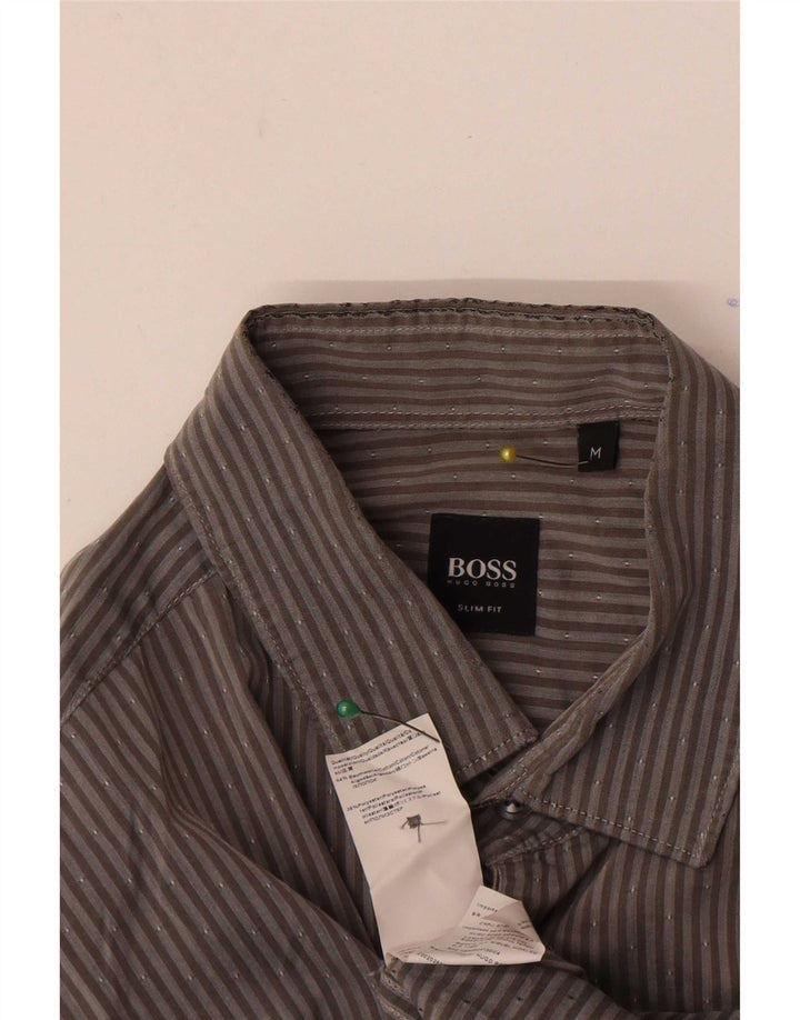 Hugo Boss Herre Slim Fit skjorte mellemgrå nålestribet bomuld
