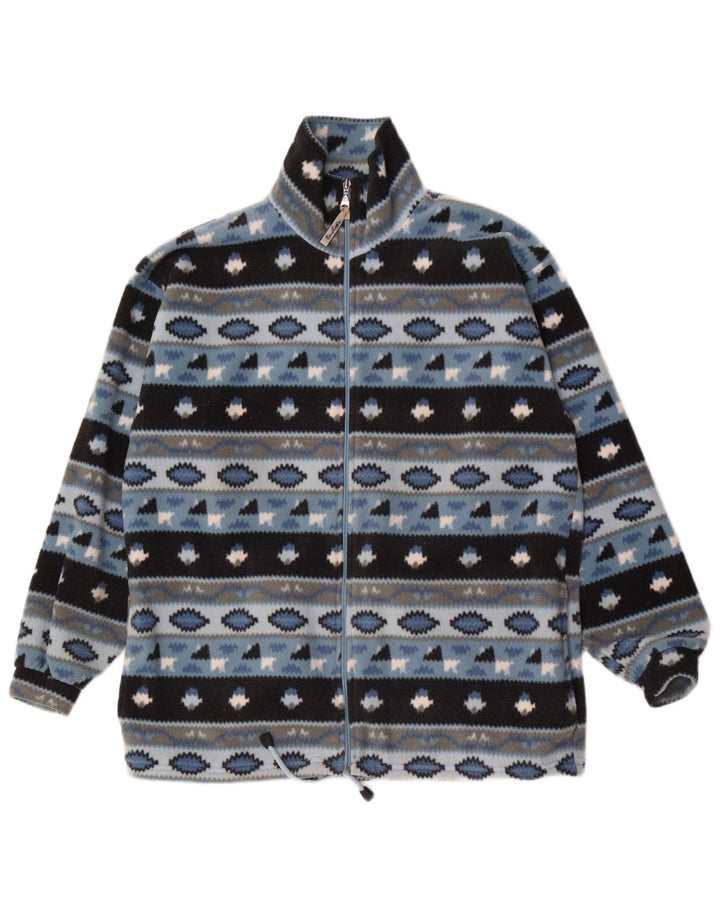 Vintage fleecejakke til mænd UK 38 Medium Blue Fair Isle Polyester