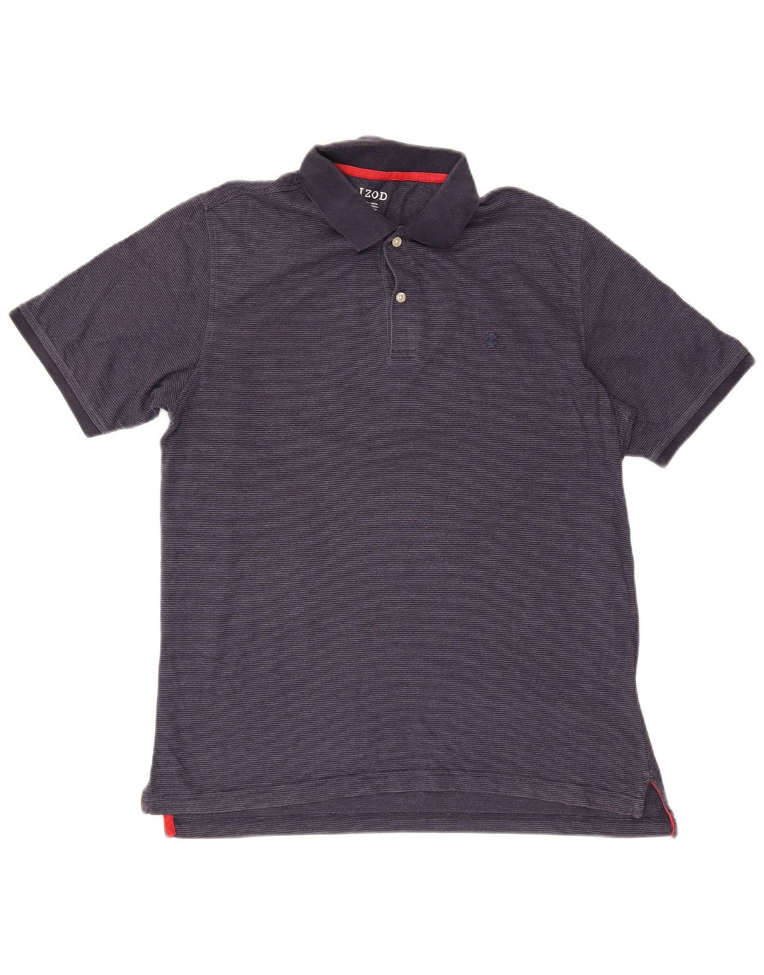 IZOD Mens Polo Shirt Medium Navy Blue Pinstripe Cotton