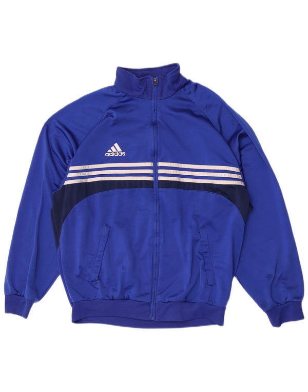 Adidas Mens Tracksuit Top Jacket UK 44/46 Large Blue Colourblock Polyester