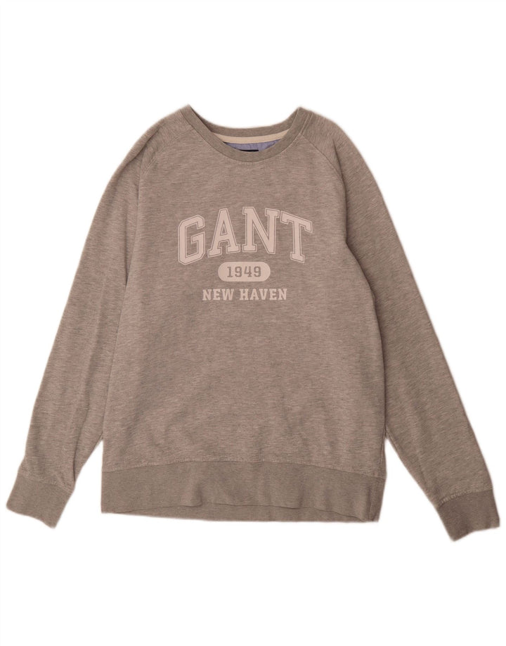 Gant Grafisk Sweatshirt Jumper XL Grå Flecked Bomuld