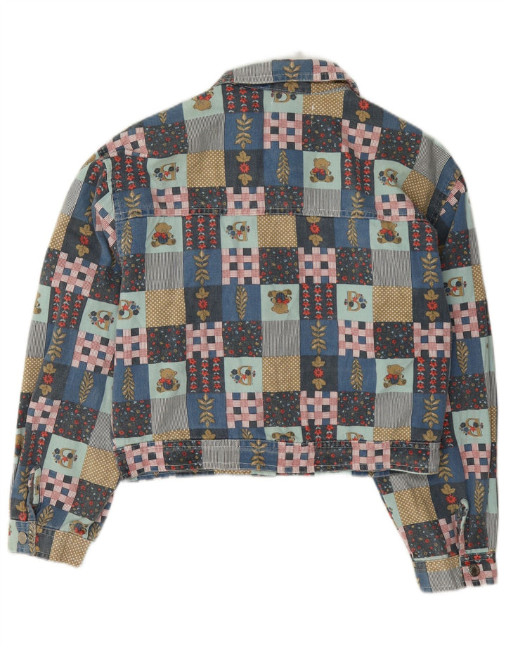 Jaqueta bomber vintage feminina UK 14 patchwork multicolorido médio