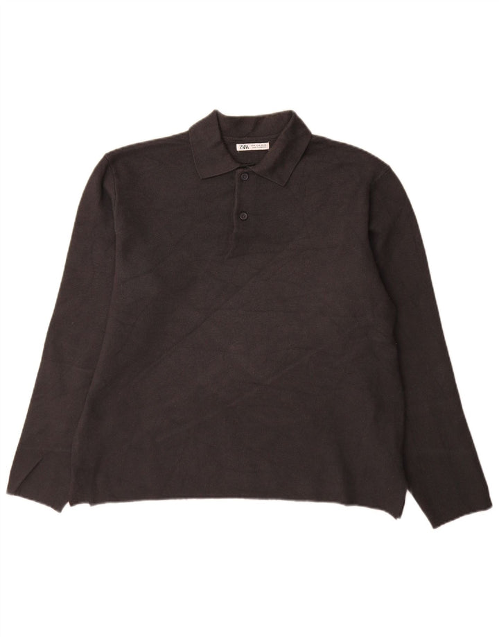 Zara Herren-Pullover mit Rollkragen, mittelgraue Viskose