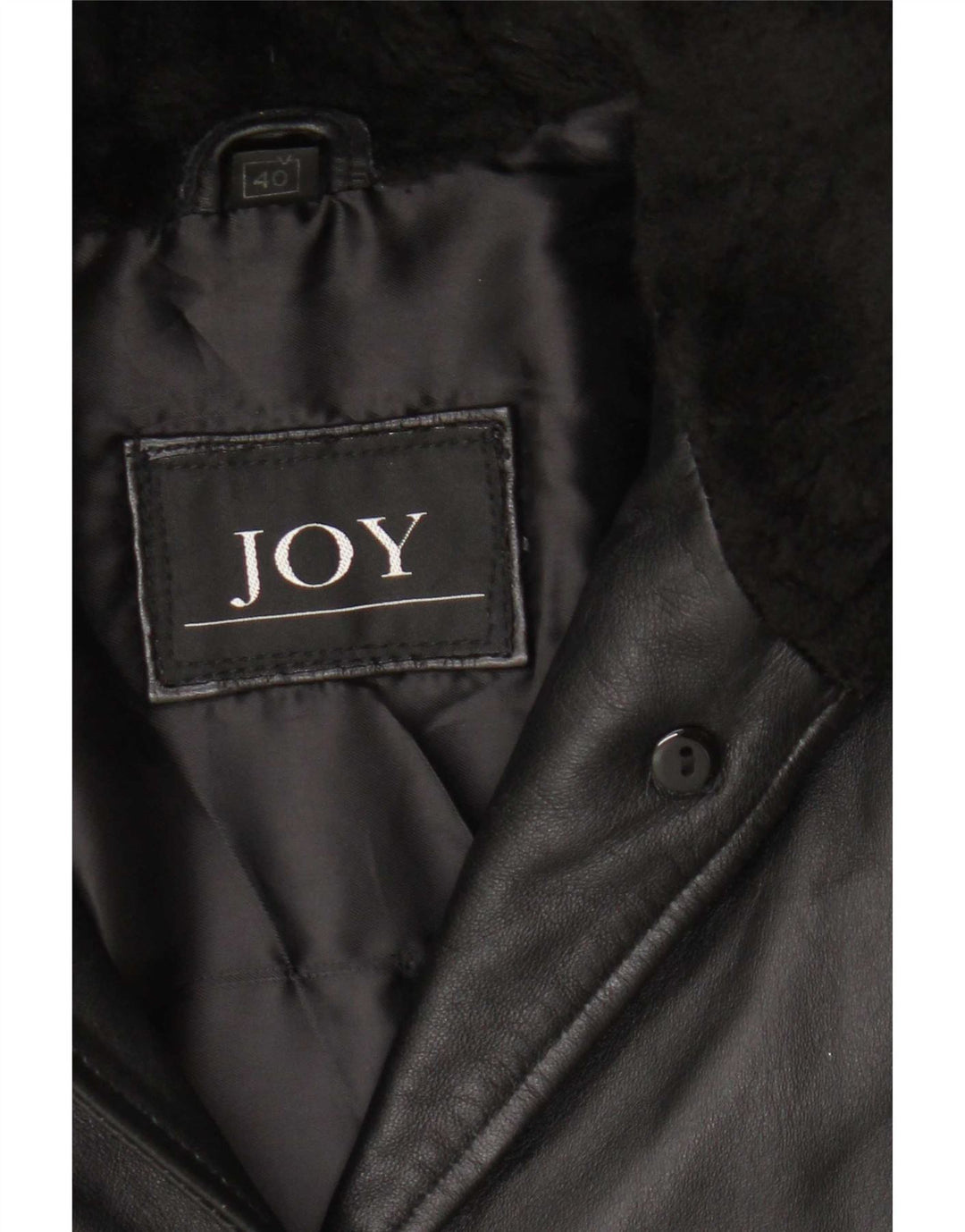 Abrigo de cuero extragrande con capucha para mujer Joy EU 40 Medium Black