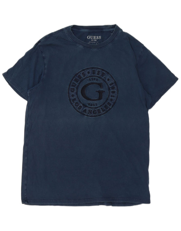 Мужская футболка Guess стандартного кроя с рисунком, топ XS, темно-синий, хлопок