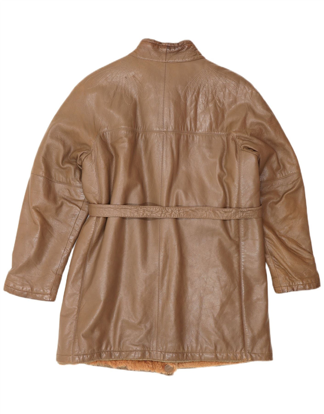 Vintage Womens Leather Coat UK 14 Medium Brown Leather