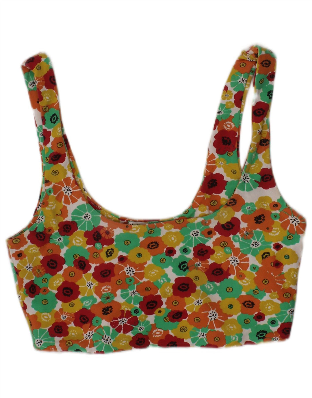 ZARA Womens Graphic Crop Top UK 12 Medium Multicoloured Floral Colourful
