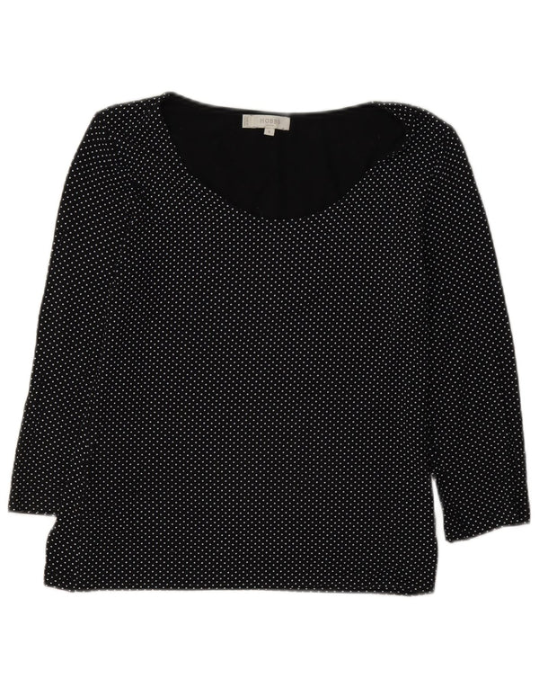 Hobbs Dame Top 3/4 ærme UK 10 Small Black Spotted Viscose