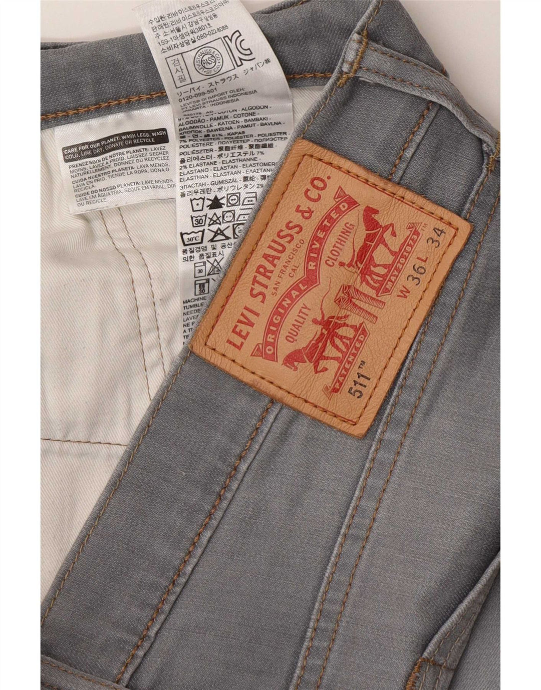 Мужские джинсы Levi's 511 Slim W36 L29 Серые хлопковые