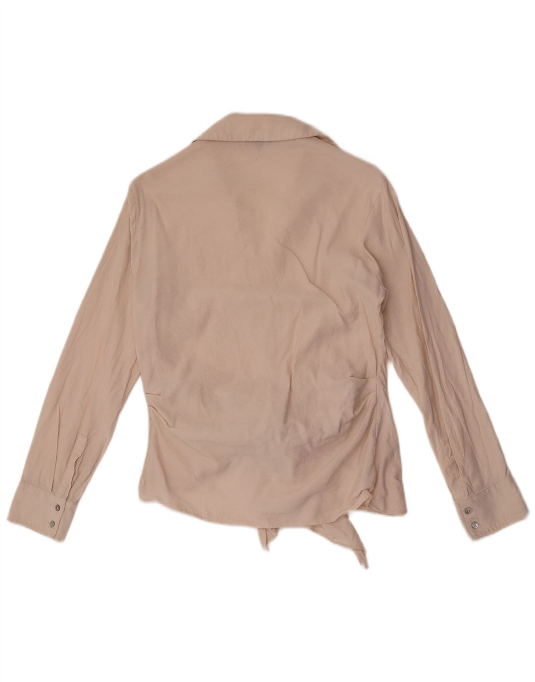 Massimo Dutti Womens Front Tie Shirt Blouse UK 10 Small Beige Viscose