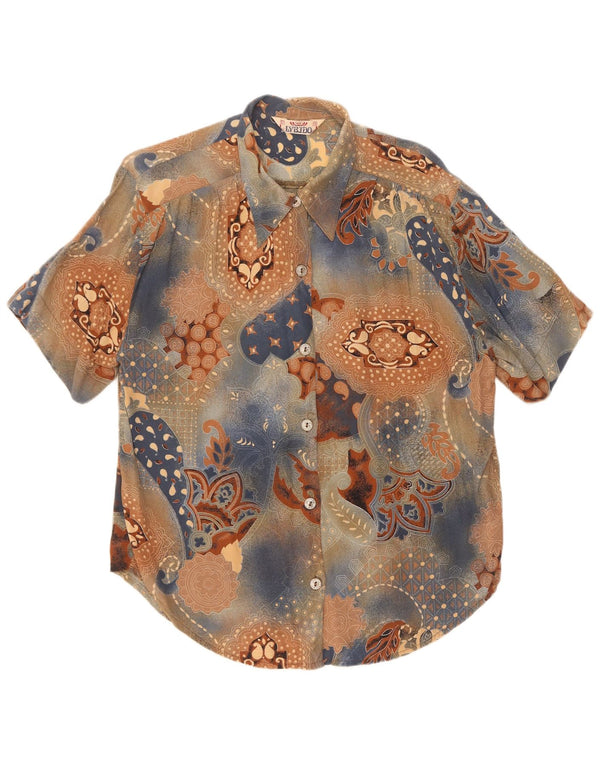 Vintage Damen Kurzarm-Hemdbluse UK 18 XL Mehrfarbig Paisley