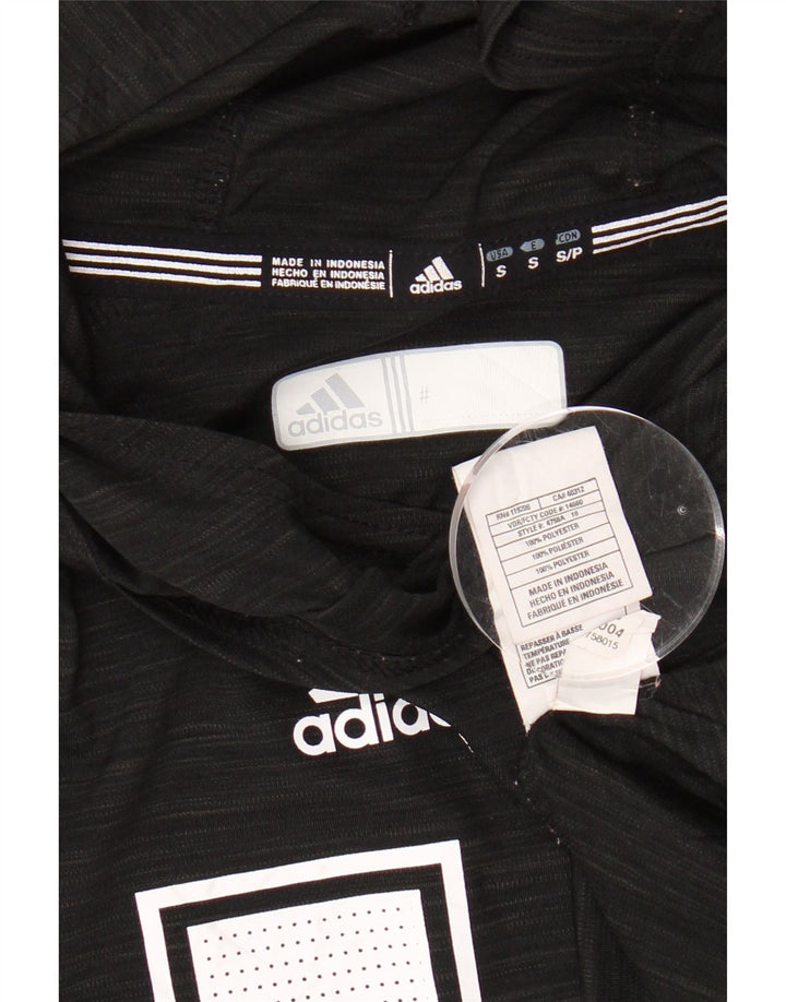 ADIDAS Mens Climalite Graphic Hoodie Jumper Small Black Polyester Vintage Adidas and Second-Hand Adidas from Messina Hembry 