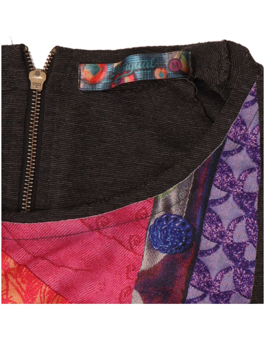 DESIGUAL Kvinders Skedekjole UK 12 Medium Grey Patchwork