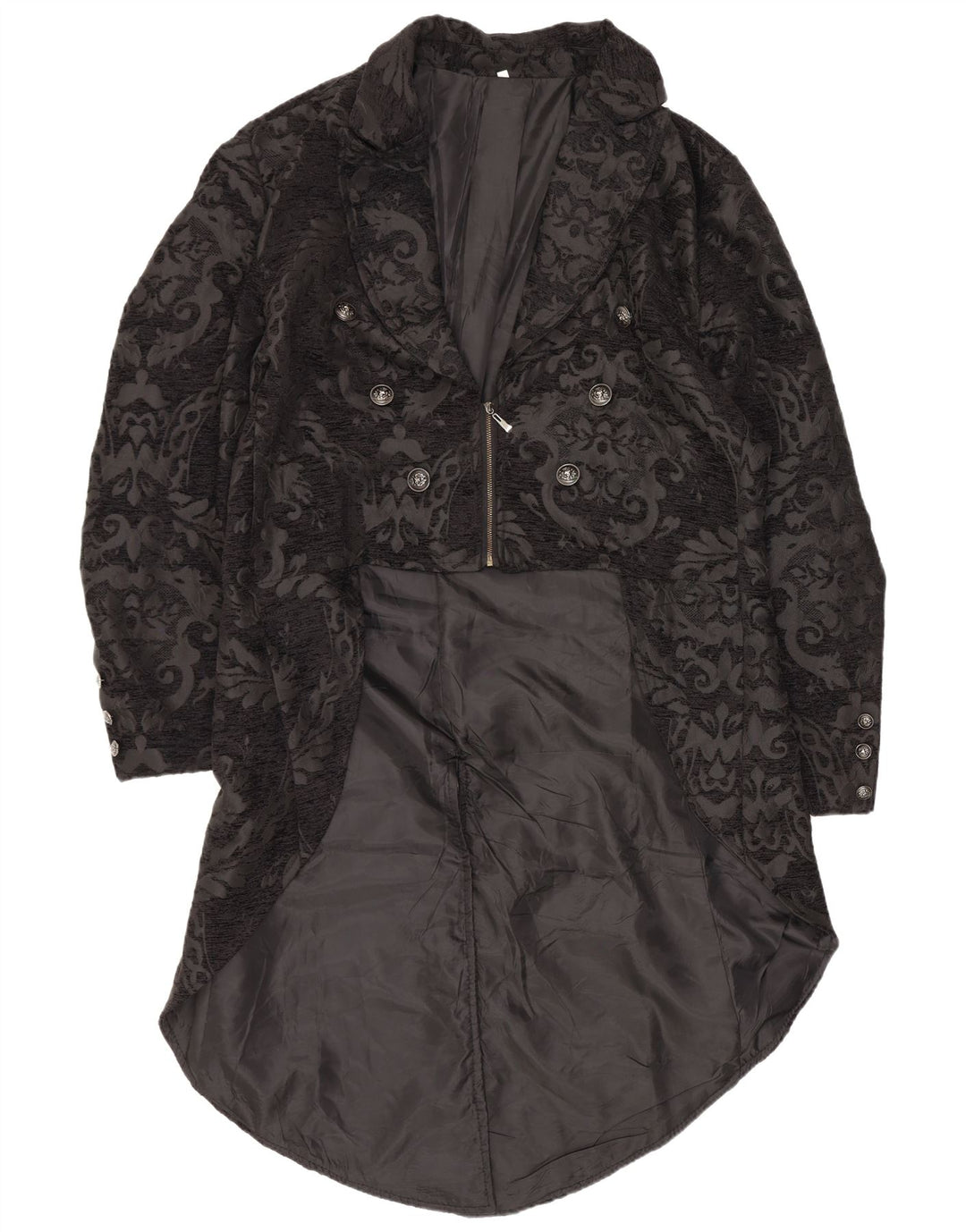 Vintage Womens Tailcoat Blazer Jacket UK 20 2XL Black Paisley