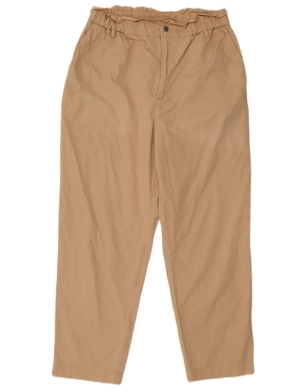 Zara Womens Tapered High Waist Casual Trousers Large W30 L26 Beige Cotton