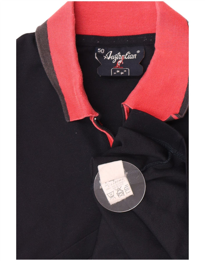 AUSTRALIAN L'ALPINA Mens Rugby Polo Shirt IT 50 Medium Black Polyester