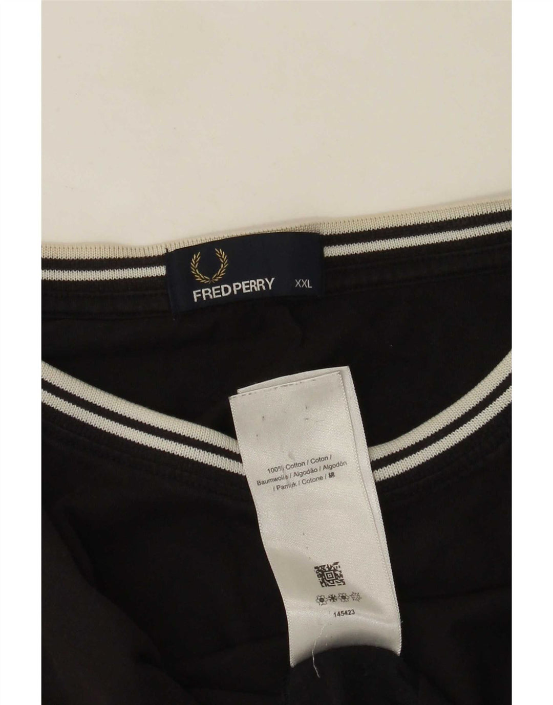 Fred Perry Herren T-Shirt Top 2XL Schwarz Baumwolle