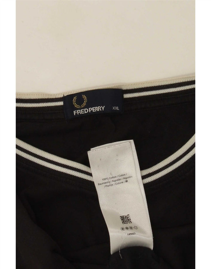 Fred Perry Herren T-Shirt Top 2XL Schwarz Baumwolle