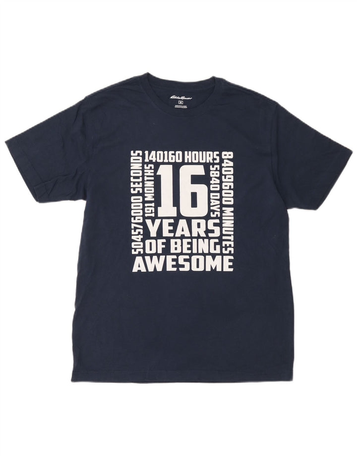 T-shirt grafica da uomo Eddie Bauer Top in cotone blu navy medio