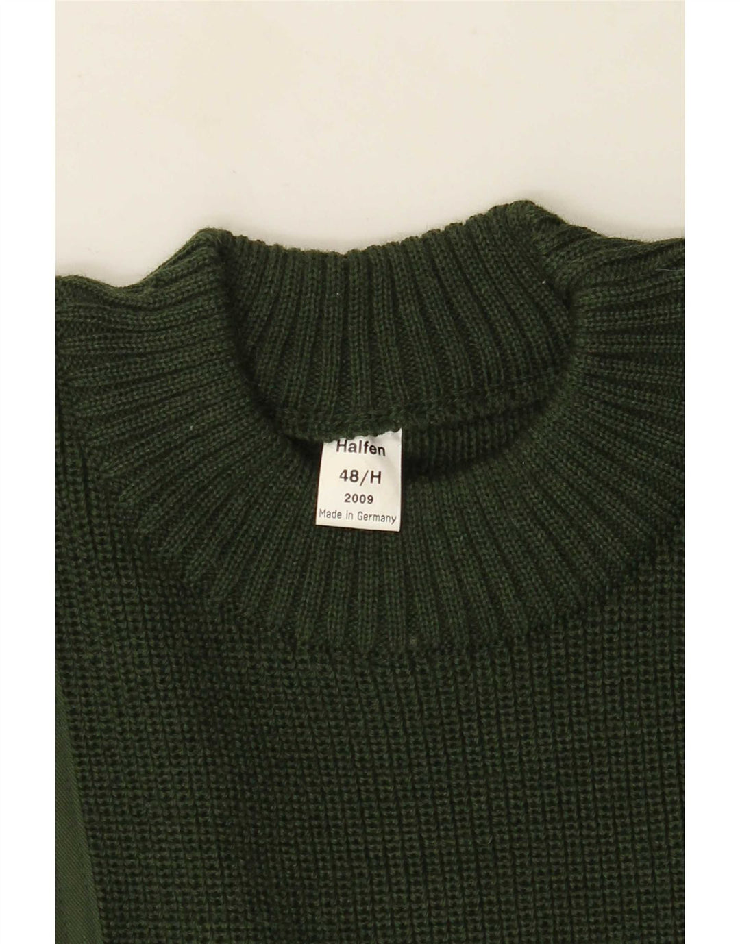 Halfen Mens Crew Neck Jumper Sweater IT 48 Medium Green Colourblock Wool