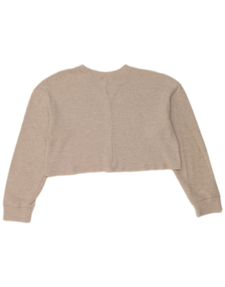 Zara Womens Crop Oversized Sweatshirt Jumper UK 10 Small Grey