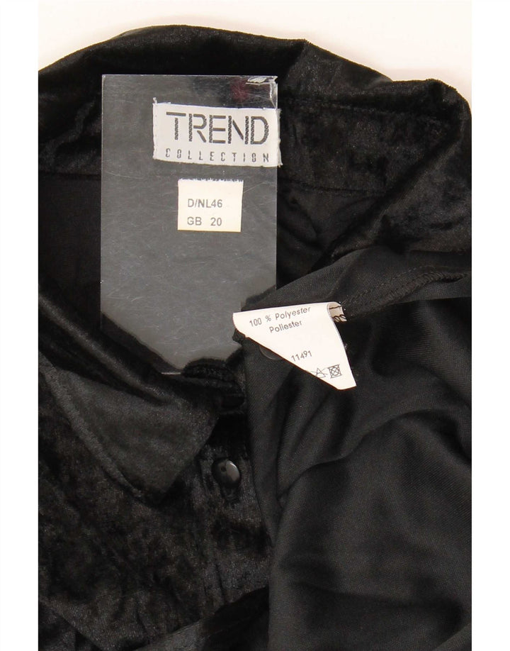 Trend Womens Shirt Blouse UK 20 2XL Black Polyester