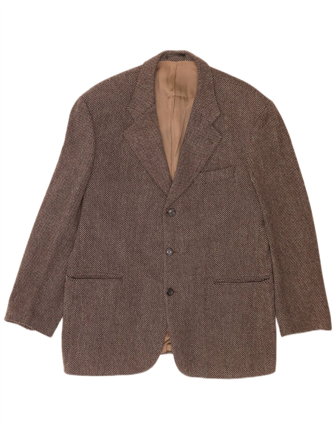 Carlo Barbera Mens 3 Button Blazer Jacket IT 54 2XL Brown Houndstooth