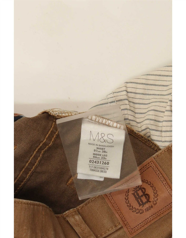 Marks & Spencer Herren Straight Jeans W38 L33 Braune Baumwolle