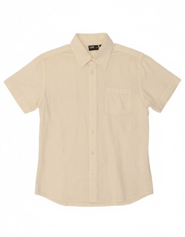 LEE Mens Short Sleeve Shirt Medium Off White Linen