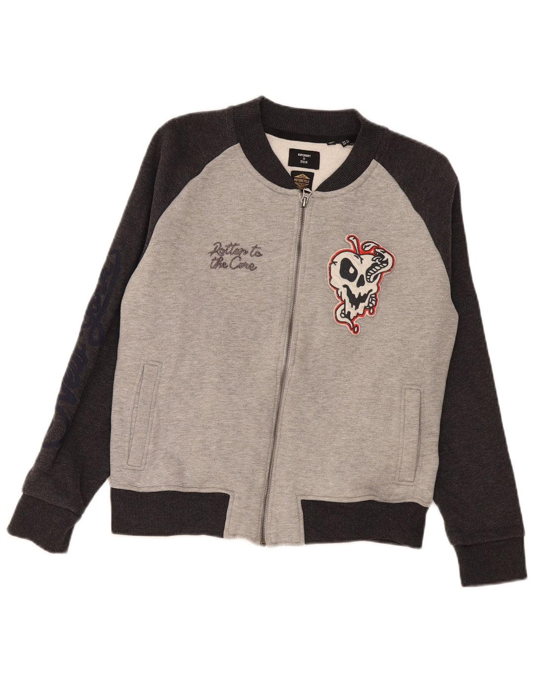 Superdry Womens Graphic Tracksuit Top Jacket UK 14 Large Grey Colourblock