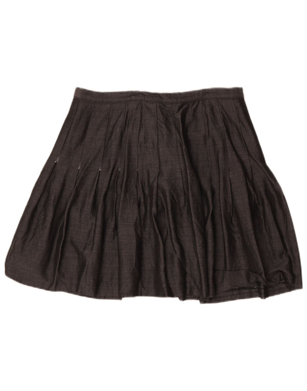 Marks & Spencer Jupe trapèze plissée pour femme UK 18 XL W32 Gris Viscose