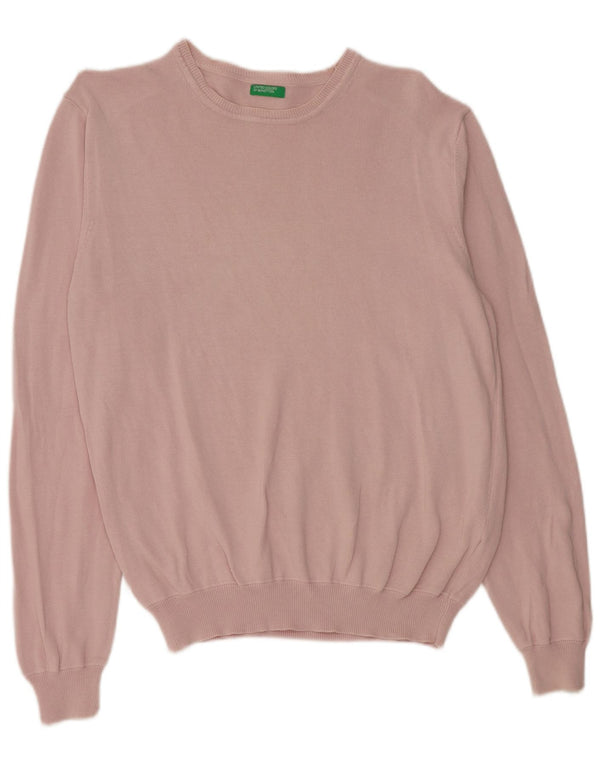 Benetton Pull coupe classique à col bateau pour femme UK 14 Rose moyen