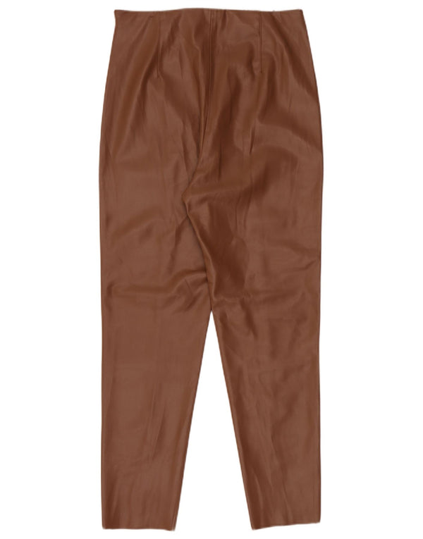 Zara Dame Højtalje Slanke kunstlæderbukser Large W30 L27 Brun