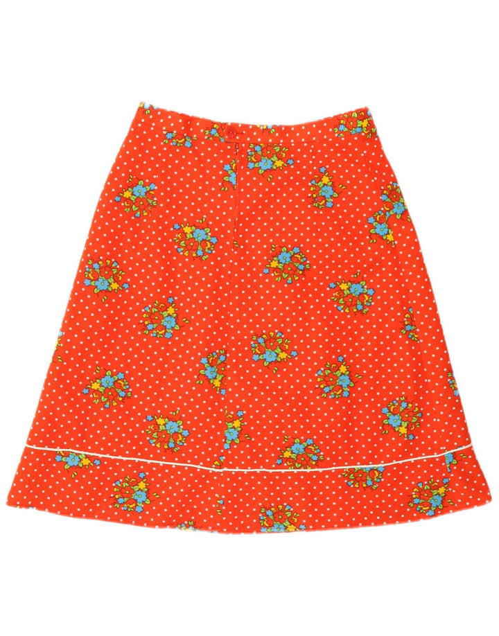 Vintage Womens A-Line Skirt W28 Medium Red Floral