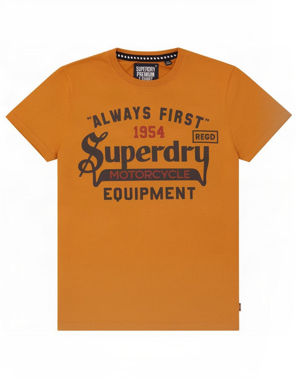 Superdry Hombre Camiseta Gráfica Top XL Algodón Marrón