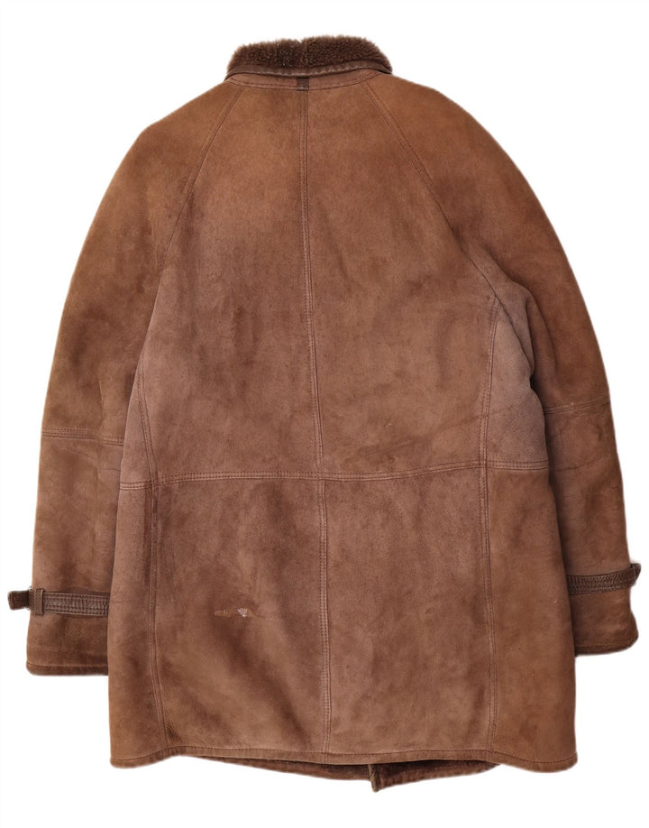 vintage Mens Shearling Overcoat UK 40 Grand Brun