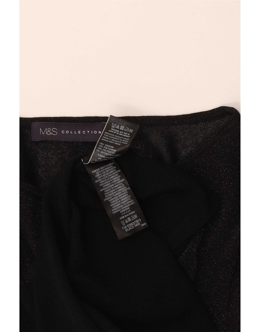 Marks & Spencer Womens Top Long Sleeve UK 18 XL Black Viscose