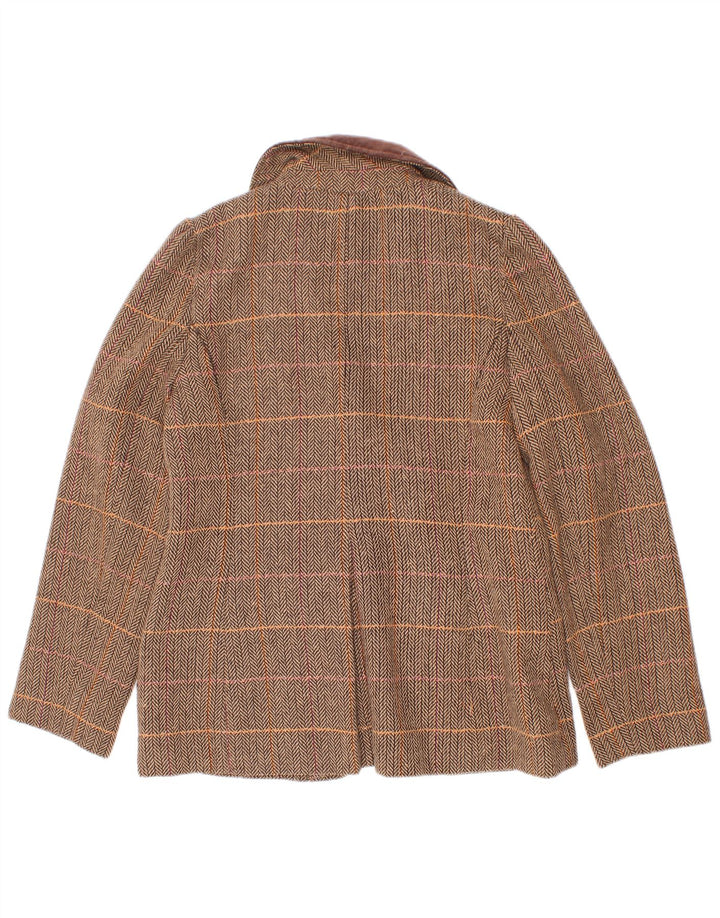 Monsoon Girls Jaqueta blazer de 3 botões 9-10 anos xadrez marrom