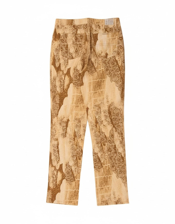 Trussardi Womens Abstract Pattern Straight Casual Trousers W32 L33 Beige