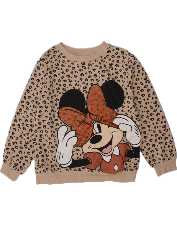 H&M Girls Mickey Mouse Sweatshirt Jumper 6-7 Years Beige Animal Print