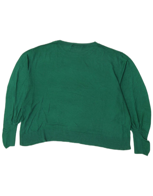 Maglione corto con scollo a barca e maniche a 3/4 Zara da donna UK 14 Verde medio