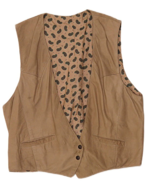 Vintage Womens Waistcoat Large Beige