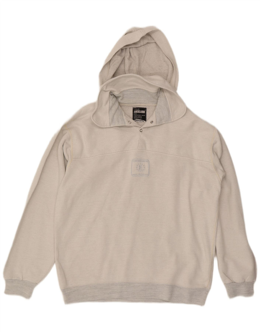Americanino Mens Button Neck Hoodie Jumper Large Beige