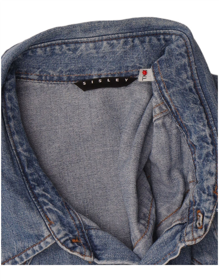 SISLEY Mens Denim Shirt 2XL Blue Cotton